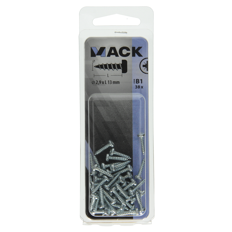 Mack 1017435 - vis autotaraudeuse à tête cylindrique galv. 38 pièces 2,9 x 13 mm | 10 pièces