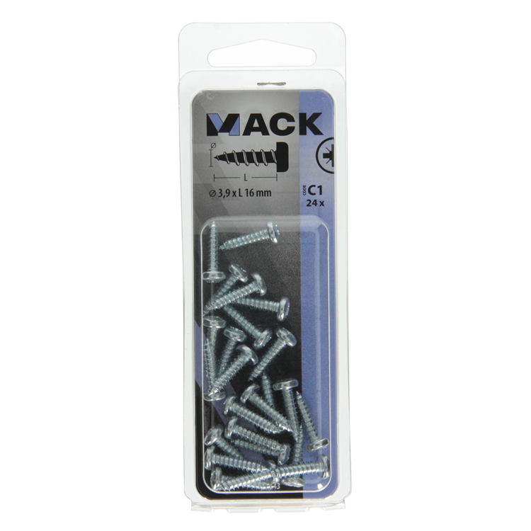 Mack 1017443 - culasse à vis autotaraudeuse galv. 24 pièces 3,9 x 16 mm | 10 pièces