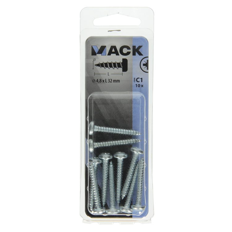 Mack 1017453 - vis autotaraudeuse à tête cylindrique galv. 10 pièces 4,8 x 32 mm | 10 pièces