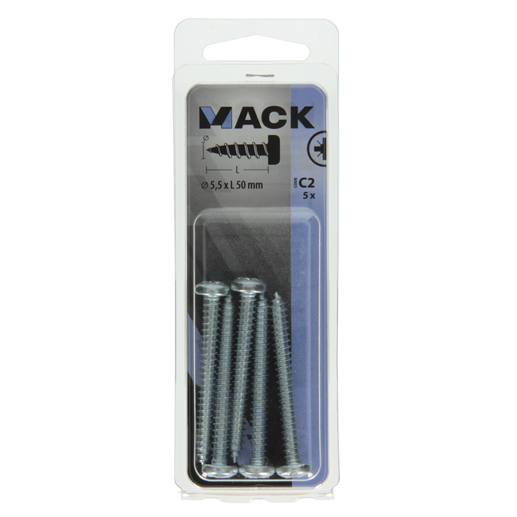 Mack 1017460 - culasse à vis autotaraudeuse galv. 5 pièces 5,5 x 50 mm | 10 pièces