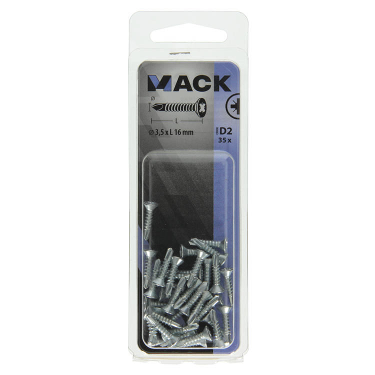 Mack 1017461 - vis autoperceuse à tête galvanisée. 35 pièces 3,5 x 16 mm | 10 pièces