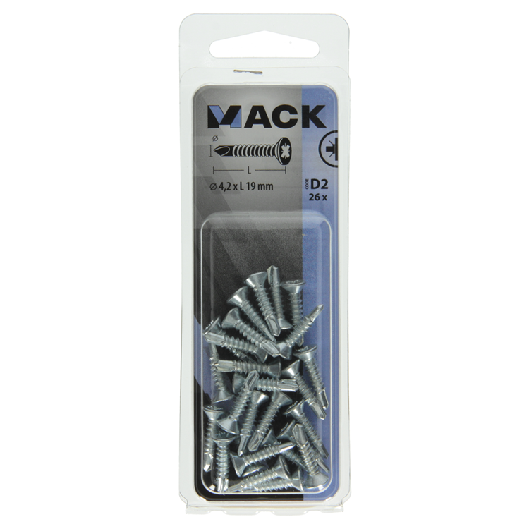 Mack 1017464 - vis autoperceuse à tête galvanisée. 26 pièces 4,2 x 19 mm | 10 pièces