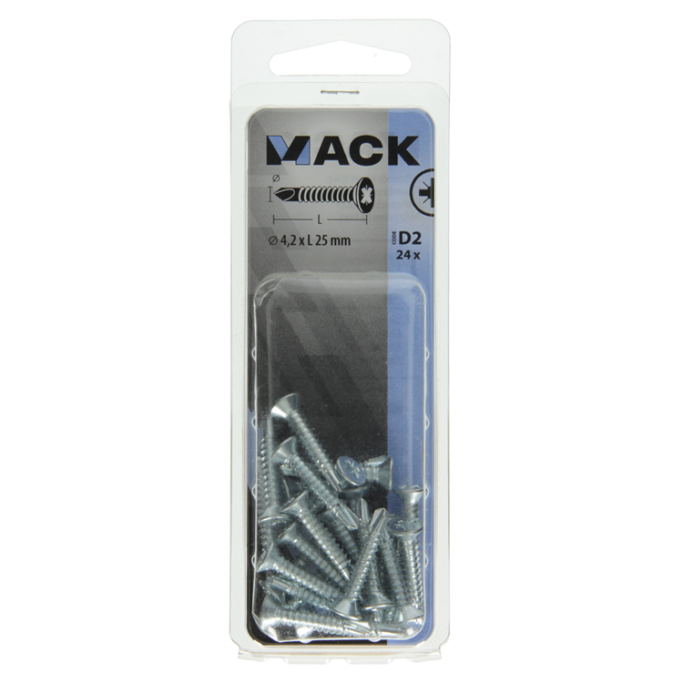 Mack 1017465 - vis autoperceuse à tête galvanisée. 24 pièces 4,2 x 25 mm | 10 pièces