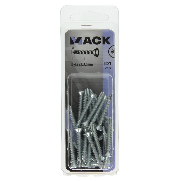 Mack 1017466 - vis autoperceuse à tête galvanisée. 21 pièces 4,2 x 32 mm | 10 pièces
