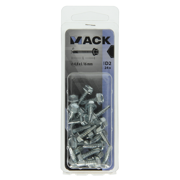 Mack 1017475 - vis autoperceuse hexagonale. tête galvanisée. 24 pièces 4,8 x 16 mm | 10 pièces