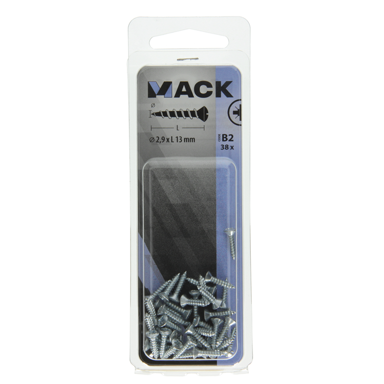 Mack 1017482 - vis autotaraudeuses bvk galvanisées 38 pcs 2,9 x 13 mm | 10 pièces