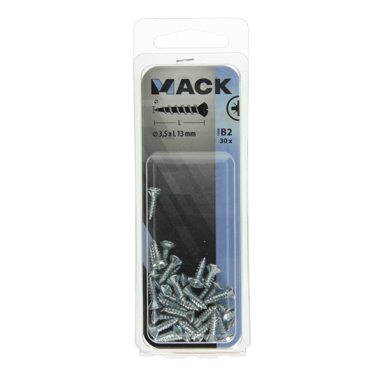 Mack 1017483 - vis autotaraudeuses plaquées bvk 30 pcs 3,5 x 13 mm | 10 pièces
