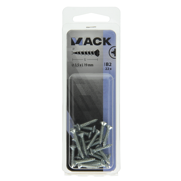 Mack 1017484 - vis autotaraudeuse plaquée bvk 22 pcs 3,5 x 19 mm | 10 pièces