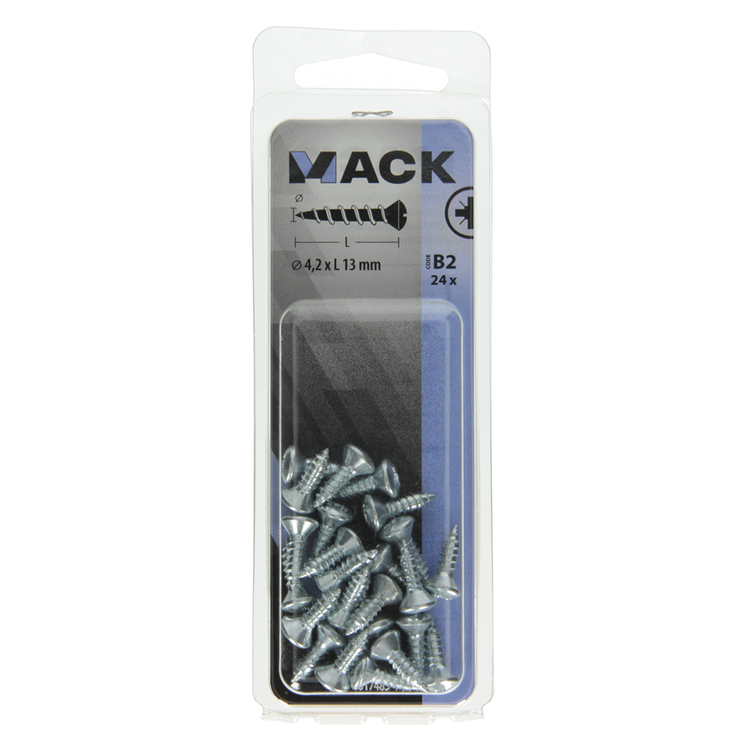 Mack 1017485 - vis autotaraudeuse bvk galvanisée 24 pcs 4,2 x 13 mm | 10 pièces