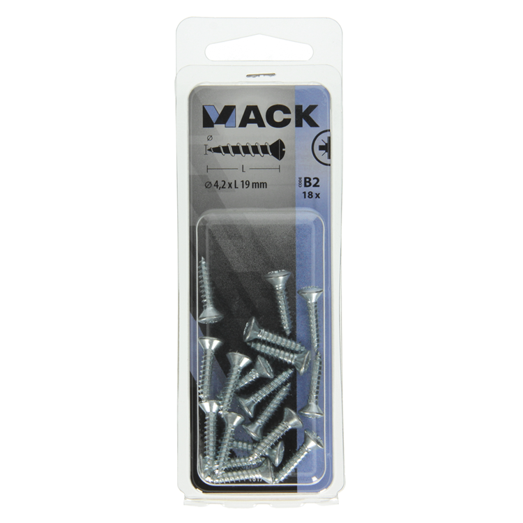 Mack 1017486 - vis autotaraudeuse bvk galvanisée 18 pcs 4,2 x 19 mm | 10 pièces