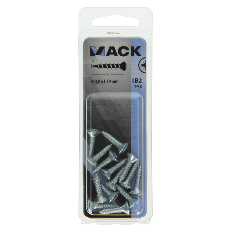 Mack 1017487 - vis autotaraudeuse bvk galvanisée 14 pcs 4,8 x 19 mm | 10 pièces