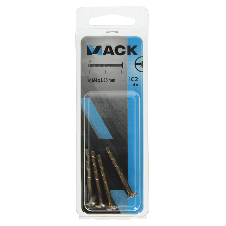 Mack 1017538 - vis à métal sécable galvanisée. 4 pièces m4 x 35 mm | 10 pièces