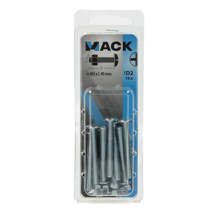 Mack 1017548 - boulon de chauffage + écrou acier galvanisé 10 pcs m5 x 40 mm | 5 pièces
