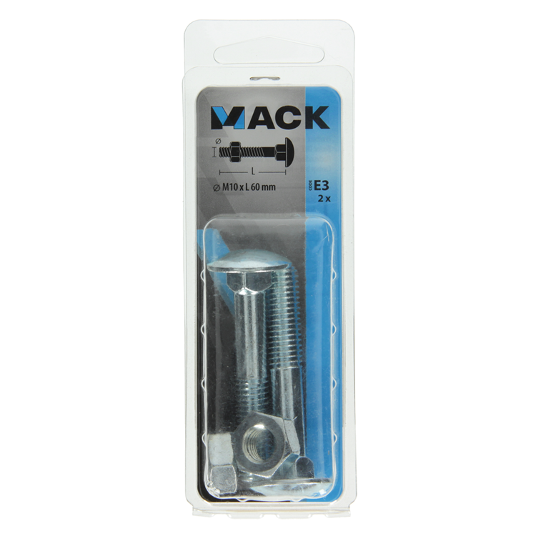 Mack 1017588 - boulon à bois + écrou en acier galvanisé 2 pcs m10 x 60 mm | 5 pièces