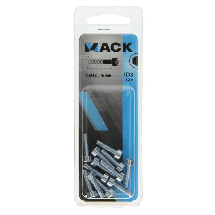 Mack 1017644 - boulon à six pans creux cyl. tête plaquée. 12 pièces m4 x 16 mm | 10 pièces