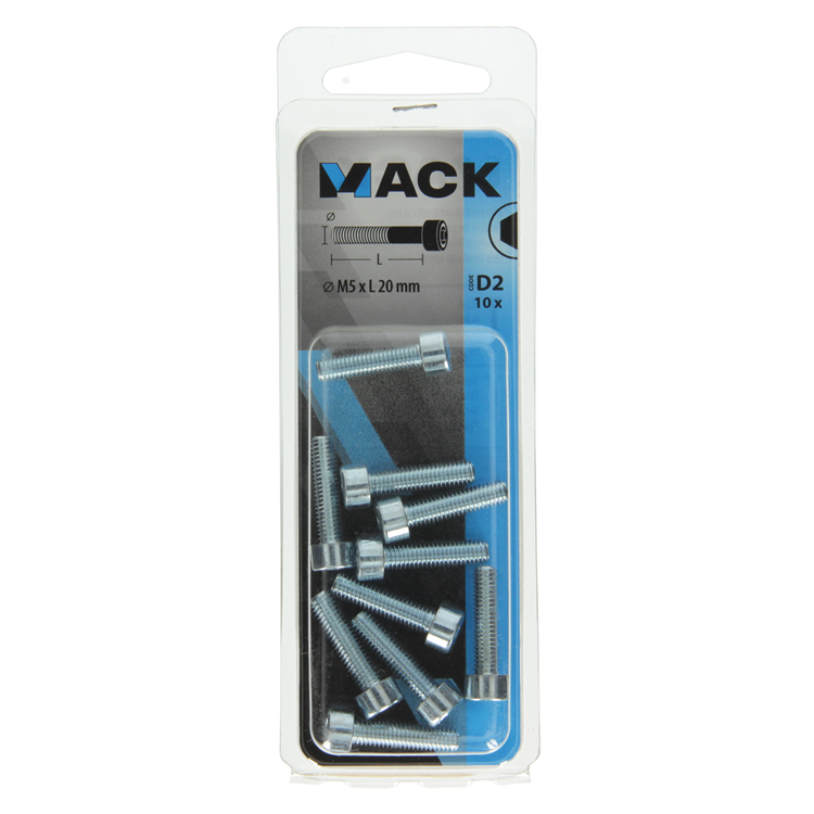 Mack 1017646 - boulon à six pans creux cyl. tête plaquée. 10 pièces m5 x 20 mm | 10 pièces