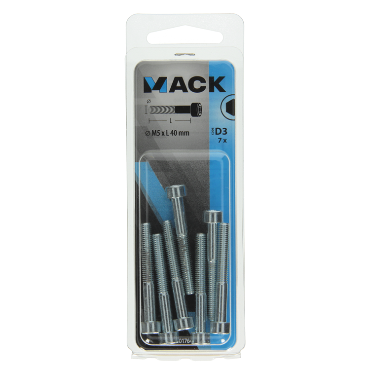 Mack 1017648 - boulon à six pans creux cyl. tête plaquée. 7 pièces m5 x 40 mm | 10 pièces