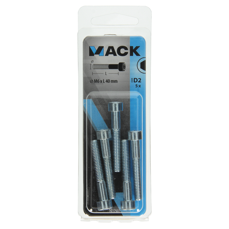 Mack 1017651 - boulon à six pans creux cyl. tête plaquée. 5 pièces m6 x 40 mm | 10 pièces