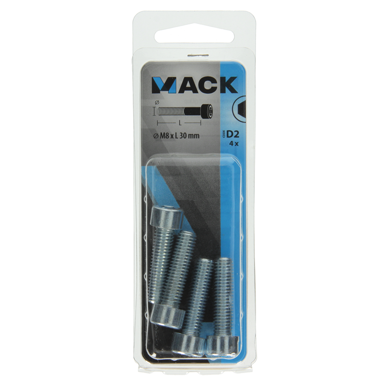 Mack 1017653 - boulon à six pans creux cyl. tête plaquée. 4 pièces m8 x 30 mm | 10 pièces