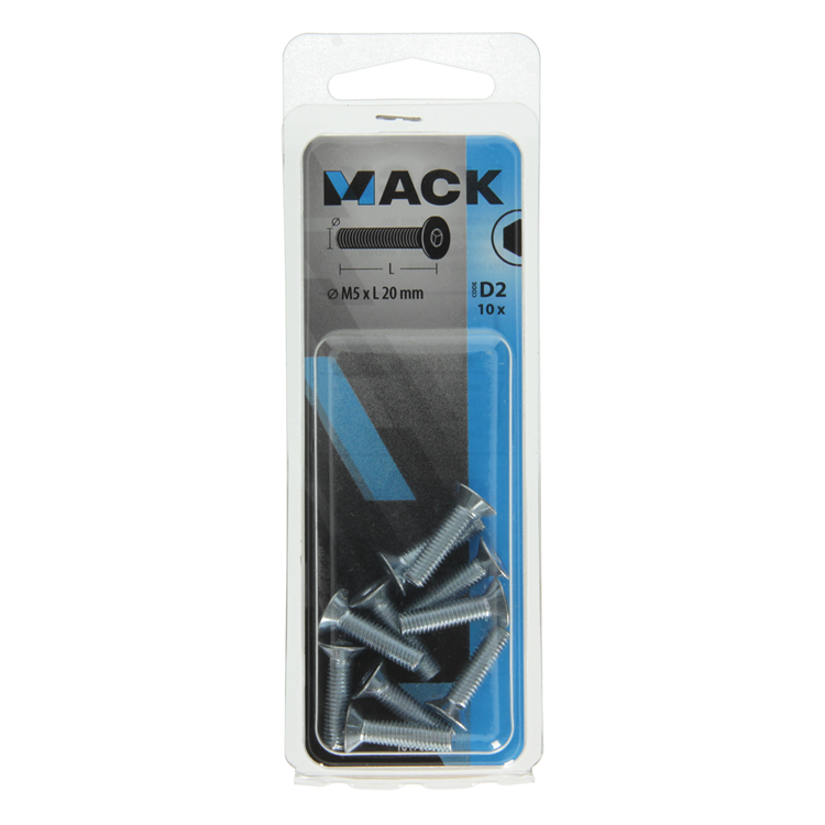 Mack 1017657 - boulon à six pans creux plaqué. cond. 10 pièces m5x20 | 10 pièces