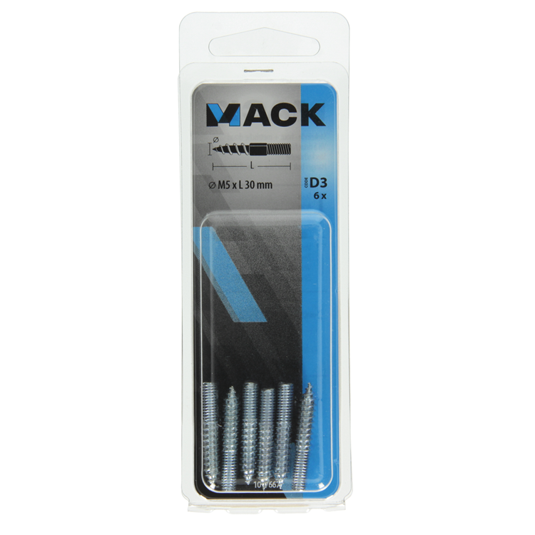 Mack 1017667 - embout bois + mètre. fil cond. 6 pièces m5x30 | 10 pièces