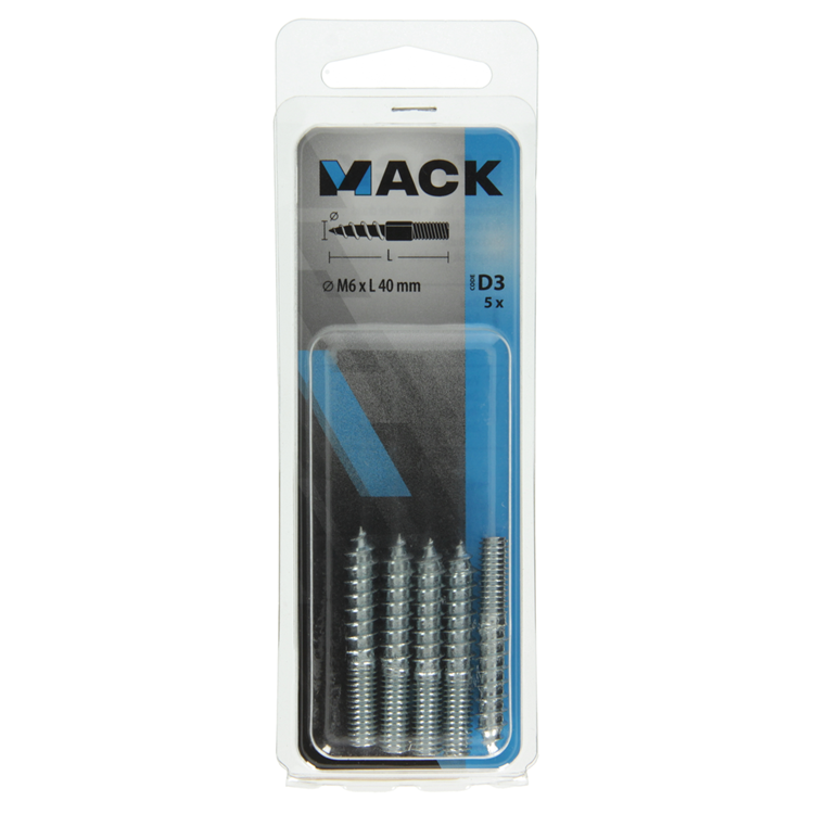 Mack 1017668 - embout bois + mètre. fil cond. 5 pièces m6x40 | 10 pièces