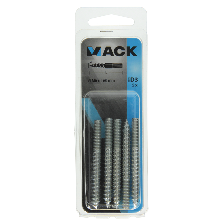 Mack 1017669 - embout bois + mètre. fil cond. 5 pièces m6x60 | 10 pièces