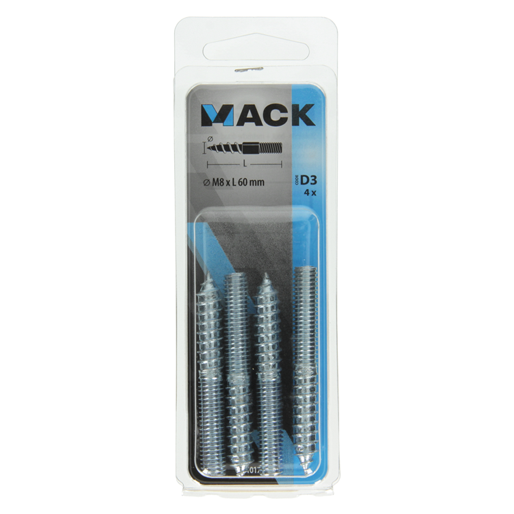 Mack 1017670 - bout de bâton bois + mètre. fil cond. 4 pièces m8x60 | 10 pièces