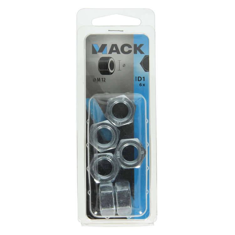 Mack 1017679 - écrou hexagonal en acier galvanisé 6 pièces m 12 | 10 pièces