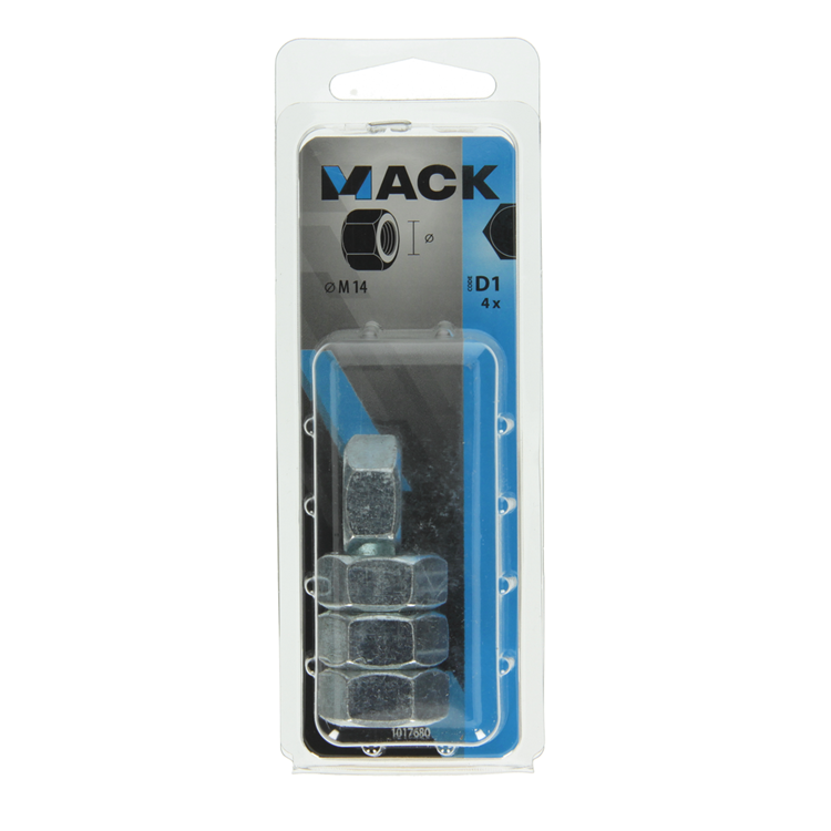 Mack 1017680 - écrou hexagonal en acier galvanisé 4 pièces m 14 | 5 pièces