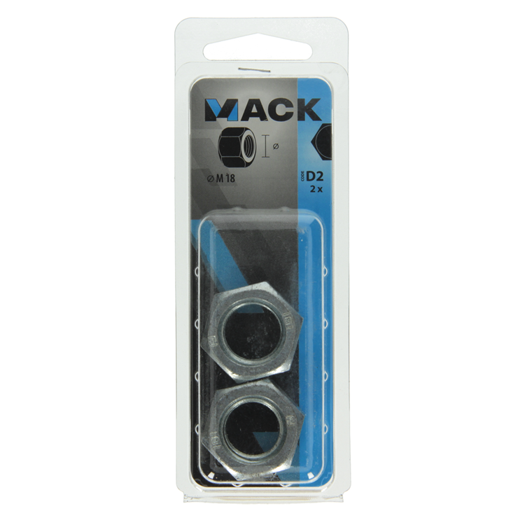 Mack 1017682 - écrou hexagonal en acier galvanisé 2 pcs m 18 | 10 pièces