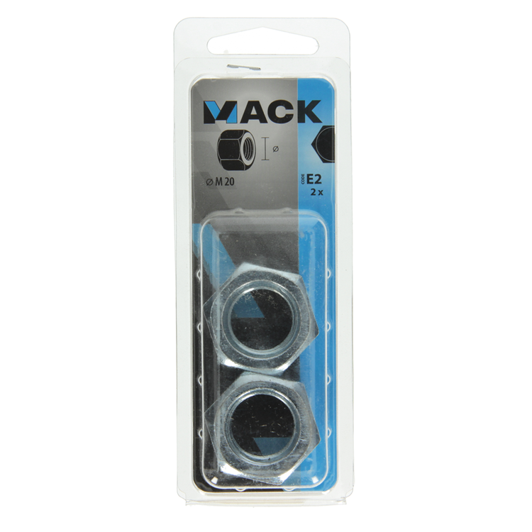 Mack 1017683 - écrou hexagonal en acier galvanisé 2 pcs m 20 | 5 pièces