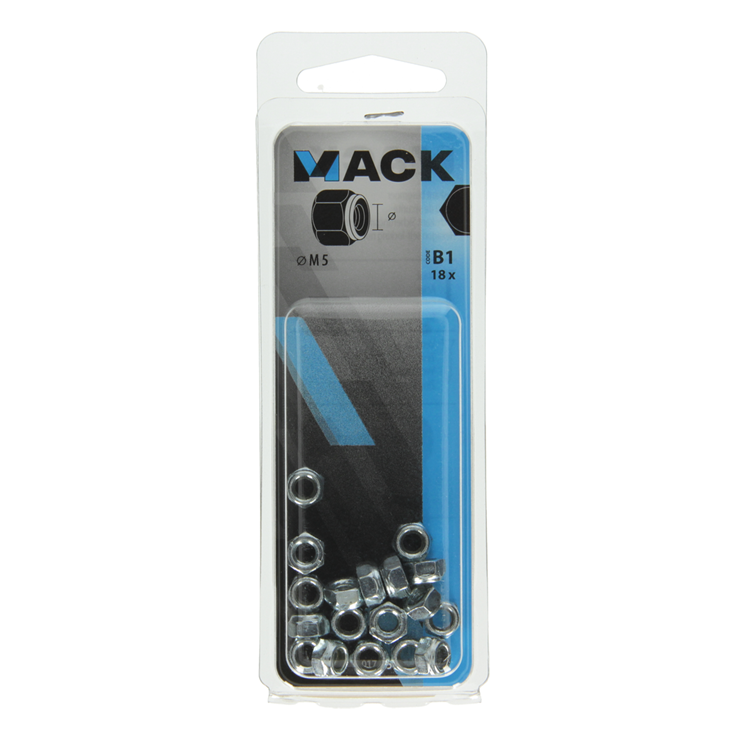 Mack 1017685 - contre-écrou hexagonal en acier galvanisé 18 pcs m5 | 10 pièces
