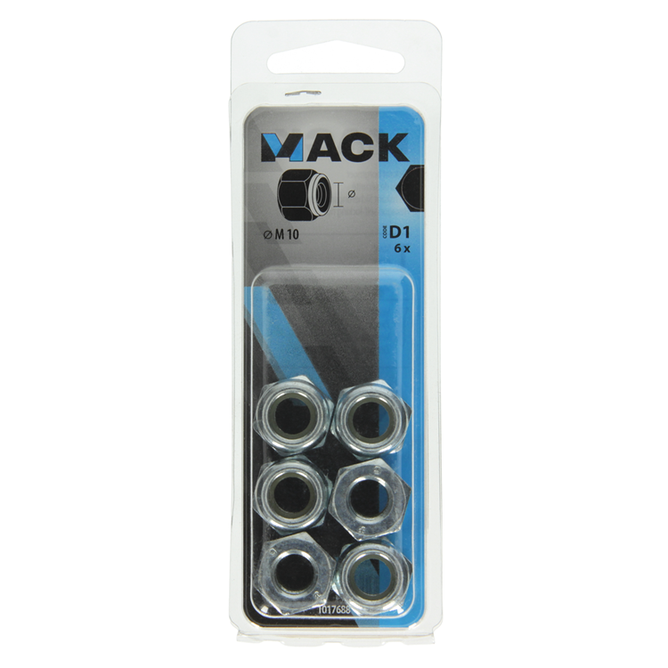 Mack 1017688 - contre-écrou hexagonal en acier galvanisé 6 pcs m10 | 10 pièces