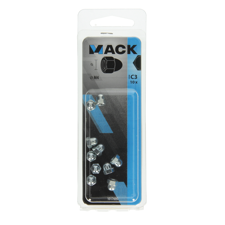 Mack 1017690 - écrou borgne hexagonal en acier galvanisé10 pcs m4 | 10 pièces