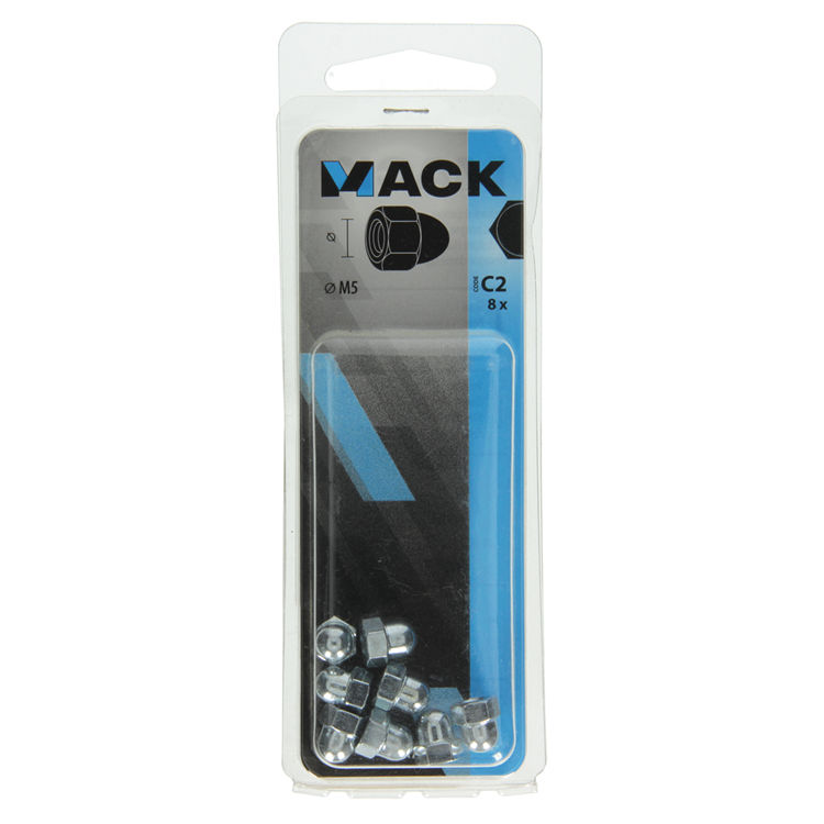 Mack 1017691 - écrou borgne hexagonal en acier galvanisé 8 pcs m5 | 10 pièces