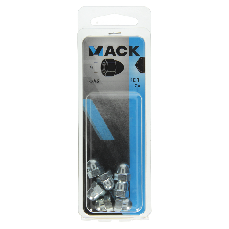 Mack 1017692 - écrou borgne hexagonal en acier galvanisé 7 pcs m6 | 10 pièces