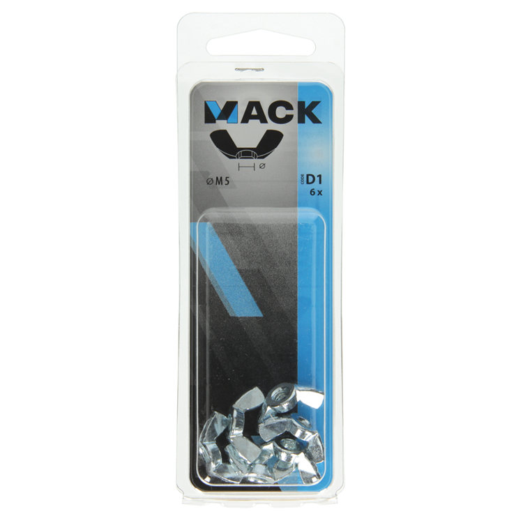 Mack 1017697 - écrou à oreilles en acier galvanisé 6 pcs m5 | 10 pièces