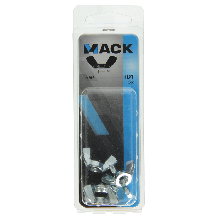 Mack 1017698 - écrou à oreilles en acier galvanisé 5 pcs m6 | 10 pièces
