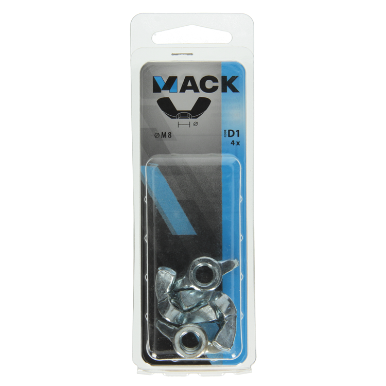 Mack 1017699 - écrou à oreilles en acier galvanisé 4 pcs m8 | 10 pièces