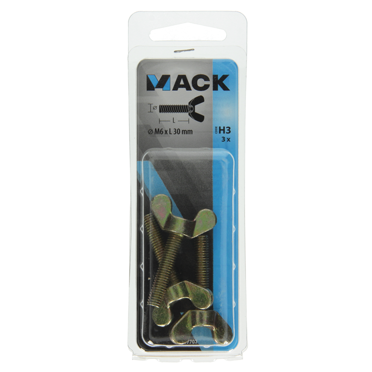 Mack 1017702 - vis à oreilles jaune galvanisé 3 pcs m6 x 30 mm | 10 pièces