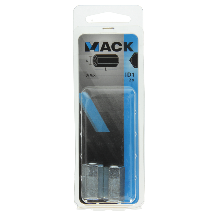 Mack 1017705 - écrou de connexion hexagonal galvanisé 2 pcs m8 | 10 pièces