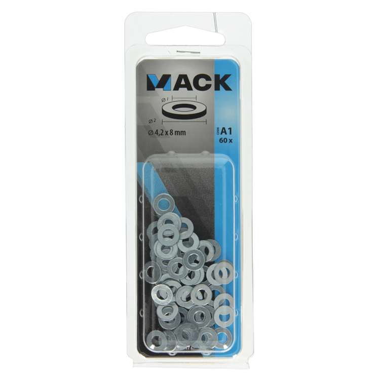 Mack 1017712 - rondelle acier galvanisé 60 pcs 4,2 x 8 mm | 10 pièces