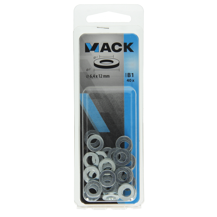 Mack 1017714 - rondelle acier galvanisé 40 pcs 6,4 x 12 mm | 10 pièces