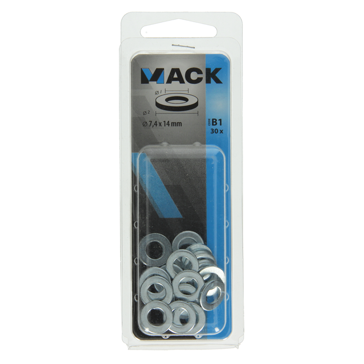 Mack 1017715 - rondelle acier galvanisé 30 pcs 7,4 x 14 mm | 10 pièces