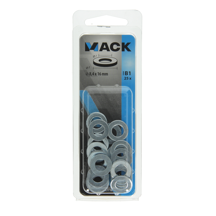 Mack 1017716 - rondelle acier galvanisé 25 pcs 8,4 x 16 mm | 10 pièces