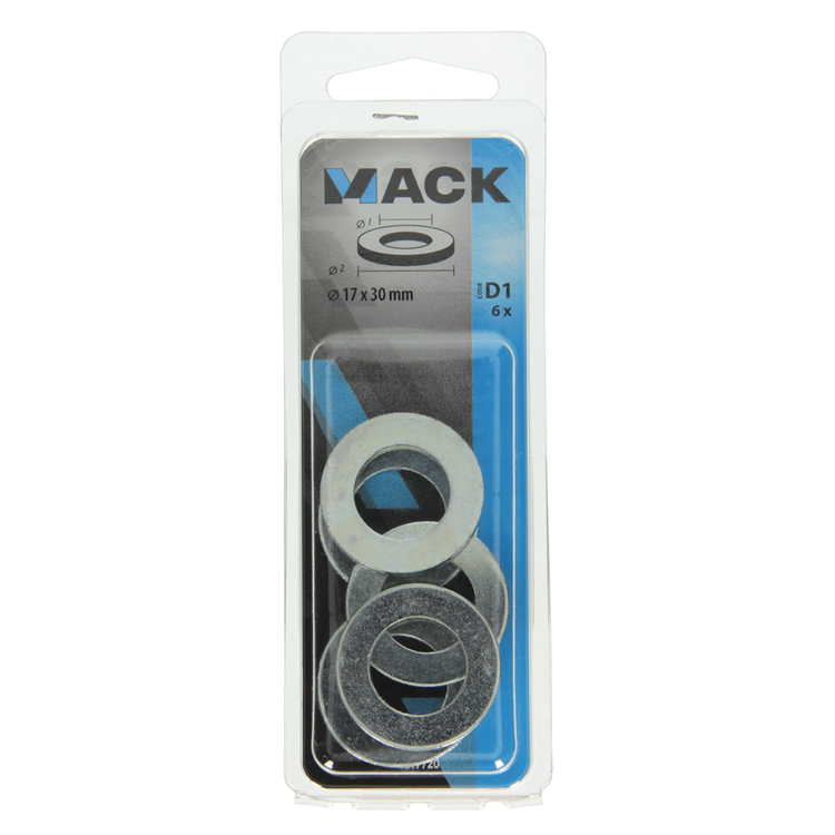Mack 1017720 - rondelle acier galvanisé 6 pcs 17 x 30 mm | 10 pièces