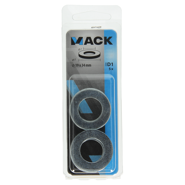 Mack 1017721 - rondelle acier galvanisé 5 pcs 19 x 34 mm | 10 pièces