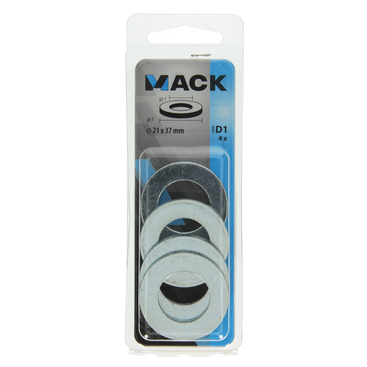 Mack 1017722 - rondelle acier galvanisé 4 pcs 21 x 37 mm | 10 pièces