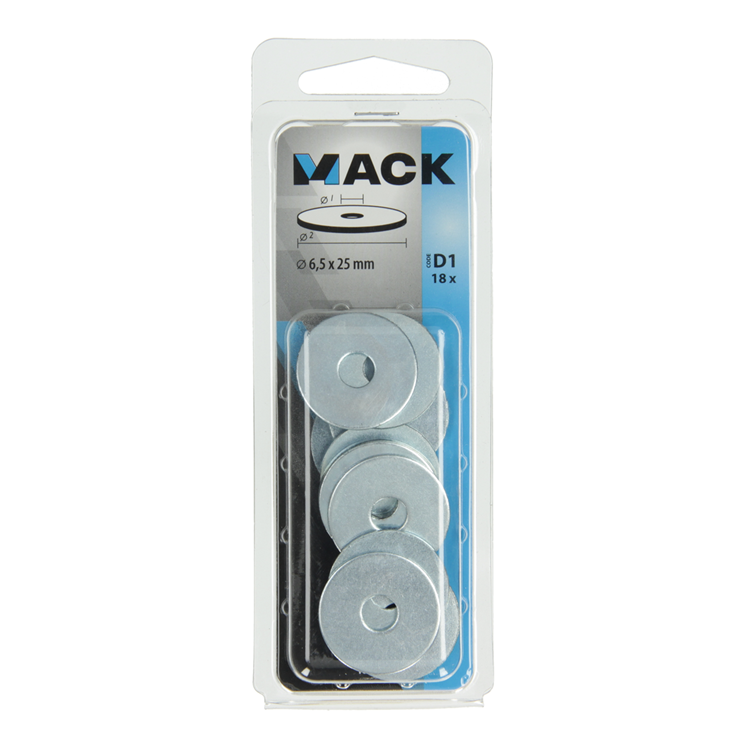 Mack 1017738 - rondelle de carrosserie galvanisée 18 pièces 6,5 x 25 mm | 10 pièces